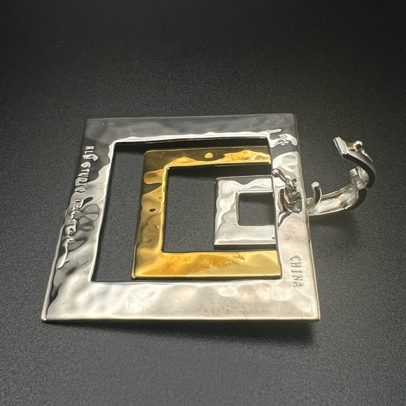 Robert Lee Morris RLM Studio Sterling 925 & Brass Modernist Square Pendant - Picture 7 of 10